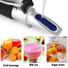 img 3 attached to Brix Refractometer with ATC: Portable Handheld Meter for Measuring Fruit Sugar Content - Hydrometer Set Replacement