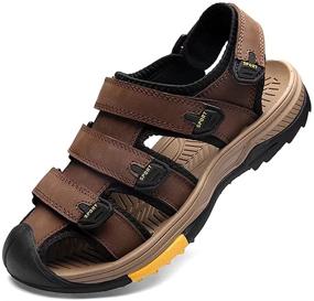 img 4 attached to Sandals Leather Athletic Walking Fisherman Men's Shoes