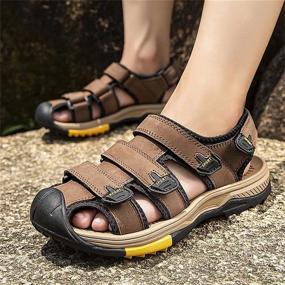 img 3 attached to Sandals Leather Athletic Walking Fisherman Men's Shoes