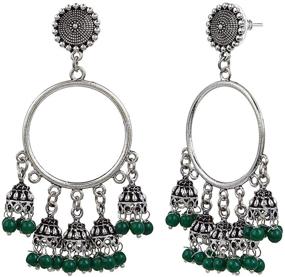 img 2 attached to Saissa Oxidized Jhumka Earrings Jewelry