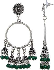 img 1 attached to Saissa Oxidized Jhumka Earrings Jewelry