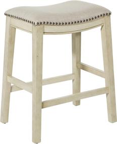 img 3 attached to 🪑 Antique White Base 24-Inch Saddle Stool by OSP Home Furnishings - Beige Fabric Upholstery