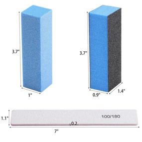 img 3 attached to 🔧 Набор из двустороннего буфера и пилки для ногтей: 24 блока для бафа для акриловых ногтей, маникюрная пиля 100/180 зернистости, 4-сторонняя наждачная пиля с функцией полировки ногтей