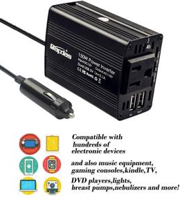 img 3 attached to 🚗 Bapdas 150W Car Power Inverter: Convert DC 12V to AC 110V with Dual USB Adapter - Black, Efficient and Reliable