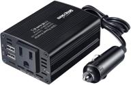 🚗 bapdas 150w car power inverter: convert dc 12v to ac 110v with dual usb adapter - black, efficient and reliable logo