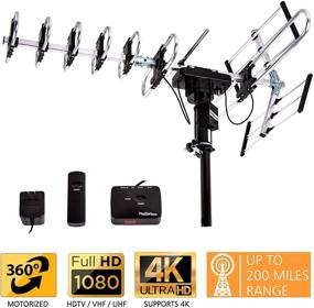 img 3 attached to 📺 Five Star Outdoor Digital Amplified HDTV Antenna 2020: 200 Mile Long Range, 360° Rotation, HD 4K 1080P, Supports 5 TVs - Remote Control & Installation Kit Included