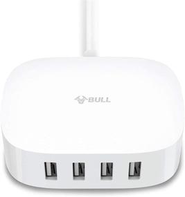 img 4 attached to Efficient USB Charger Station: BULL 4 USB Port Charging Station with Auto Detect Technology for Multiple Devices (UL FCC Listed, 6ft Extension Cord, White)