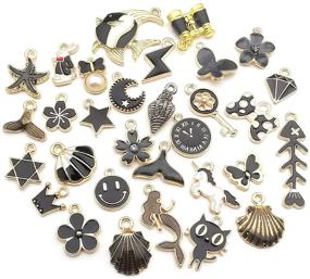 img 3 attached to 📿 30pcs Mixed Black Theme Enamel Charms for Jewelry Making - Sailanzi SM480