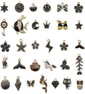 📿 30pcs mixed black theme enamel charms for jewelry making - sailanzi sm480 logo