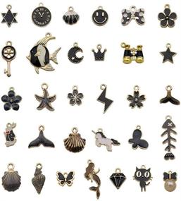 img 4 attached to 📿 30pcs Mixed Black Theme Enamel Charms for Jewelry Making - Sailanzi SM480