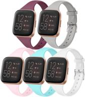 5 pack slim bands compatible with fitbit versa 2 bands/fitbit versa/fitbit versa lite/se wearable technology logo