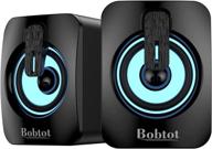 🎮 enhance your gaming experience with bobtot computer speakers mini subwoofer: aux wired hifi stereo sound desk audio system usb powered portable gaming rgb speakers for monitor tablets desktop laptop pc logo