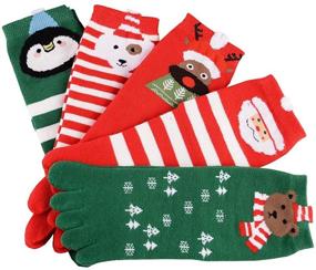 img 4 attached to 🧦 5 Pack Holiday Toe Socks for Girls and Boys - TESOON Christmas Casual