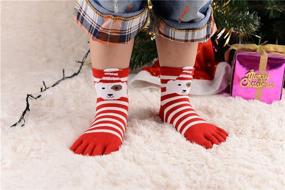 img 1 attached to 🧦 5 Pack Holiday Toe Socks for Girls and Boys - TESOON Christmas Casual