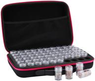 60 slots diamond painting storage case with plastic jars - shockproof craft accessories containers for jewelry, beads, rings, charms, glitter, and rhinestones in pink logo