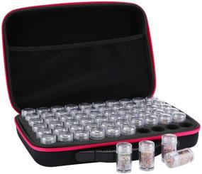 img 4 attached to 60 Slots Diamond Painting Storage Case with Plastic Jars - Shockproof Craft Accessories Containers for Jewelry, Beads, Rings, Charms, Glitter, and Rhinestones in Pink