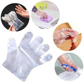 img 2 attached to 🧤 100pcs Disposable Transparent Clear Plastic Gloves, Made in Korea - Polyethylene Work Gloves for Cooking, Cleaning, Food Handling with Bonus SoltreeBundle Oil Blotting Paper