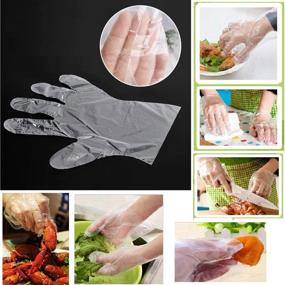 img 1 attached to 🧤 100pcs Disposable Transparent Clear Plastic Gloves, Made in Korea - Polyethylene Work Gloves for Cooking, Cleaning, Food Handling with Bonus SoltreeBundle Oil Blotting Paper