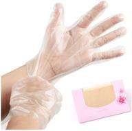 🧤 100pcs disposable transparent clear plastic gloves, made in korea - polyethylene work gloves for cooking, cleaning, food handling with bonus soltreebundle oil blotting paper logo