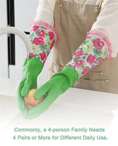 img 1 attached to 🧤 Dishwashing Gloves: Kitchen Cleaning and Household Cleaning Gloves for Washing Dishes – Reusable, Latex Free, Long Cuff, Lined (1 Pair)