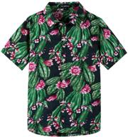 spring&gege boys' hawaiian shirt: vibrant cartoon 🌺 prints, short sleeves, button down style (4-14 years) logo