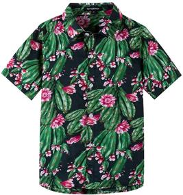 img 4 attached to Spring&Gege Boys' Hawaiian Shirt: Vibrant Cartoon 🌺 Prints, Short Sleeves, Button Down Style (4-14 Years)