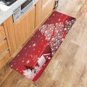 img 1 attached to 🎄 2 Piece Non-Slip Kitchen Mats and Rug Set - Red Merry Christmas Tree Bright Country Winter Farmhouse Decorative Area Runner with Rubber Backing - SUN-Shine Carpets Floor Doormat