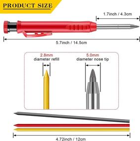 img 1 attached to 📐 Set of 3 Solid Carpenter Pencils, Woodworking Mechanical Pencils with Built-in Sharpener, and 36 Refill Leads in 3 Colors for Scriber, Wood Floor Marking, Architects, Carpenters, and Drawing Marking