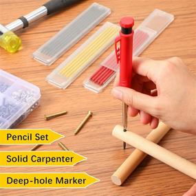 img 2 attached to 📐 Set of 3 Solid Carpenter Pencils, Woodworking Mechanical Pencils with Built-in Sharpener, and 36 Refill Leads in 3 Colors for Scriber, Wood Floor Marking, Architects, Carpenters, and Drawing Marking