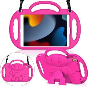 img 4 attached to 🌹 MENZO Kids Case for New iPad 10.2" 9th/8th/7th Generation 2021/2020/2019 - Lightweight Shockproof Shoulder Strap Handle Stand Case - Rose