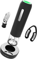 🍷 vremi electric wine opener set - automatic corkscrew with rechargeable base - cordless wine opener - includes pourer and foil cutter logo