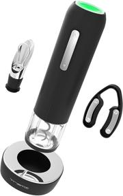 img 4 attached to 🍷 Vremi Electric Wine Opener Set - Automatic Corkscrew with Rechargeable Base - Cordless Wine Opener - Includes Pourer and Foil Cutter