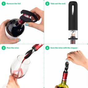 img 2 attached to 🍷 Vremi Electric Wine Opener Set - Automatic Corkscrew with Rechargeable Base - Cordless Wine Opener - Includes Pourer and Foil Cutter