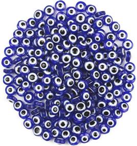 img 4 attached to 👁️ Eye-catching Blue Evil Eye Beads for Stunning Bracelets & Necklace Jewelry Making (200pcs, 8mm)