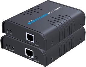 img 4 attached to AGPtEK USB HDMI KVM Extender: 120m/365Ft Signal Extension Over Cat 5/5E/6/7 Ethernet Cable with USB Keyboard Mouse Support - Ideal for Residential & Commercial Use