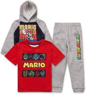 everyday active wear set for super mario boys - hoodie sweatshirt and sweatpants (3-piece set) logo