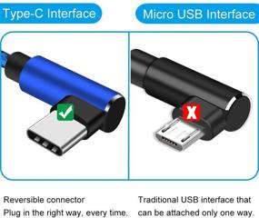 img 2 attached to Быстрый кабель для зарядки Galaxy S10 - нейлоновый оплетенный кабель USB Type C с углом изгиба 90 градусов, совместим с Galaxy S8 S9 S10 Plus Note 9, Google Pixel 2 3 XL, LG V30 V20 G6 G5 - 3 пакета по 6 футов