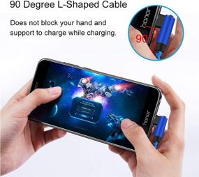 img 1 attached to Быстрый кабель для зарядки Galaxy S10 - нейлоновый оплетенный кабель USB Type C с углом изгиба 90 градусов, совместим с Galaxy S8 S9 S10 Plus Note 9, Google Pixel 2 3 XL, LG V30 V20 G6 G5 - 3 пакета по 6 футов