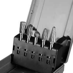 img 2 attached to 🔧 YUFUTOL Carbide Burrs Set: 5pcs 1/4'' Shank Double Cut Solid Power Tools - Ultimate Tungsten Carbide Rotary Files for Steel, Metal, Wood Carving, Engraving, Polishing, Drilling, Grinding, Milling, and Cutting