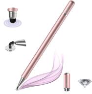 🖊️ high sensitivity stylus pens for touch screens - fine tip, 2-in-1 disc tips - perfect for drawing and writing on ipad, iphone, android, tablet - rose gold logo