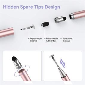 img 2 attached to 🖊️ High Sensitivity Stylus Pens for Touch Screens - Fine Tip, 2-in-1 Disc Tips - Perfect for Drawing and Writing on iPad, iPhone, Android, Tablet - Rose Gold