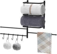 🛁 metal bathroom towel rack organizer with 3 swivel arms, wall mounted towel bar and 5 s-hooks for convenient storage of towels, washcloths, hand towels logo