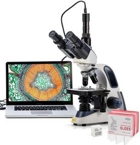 img 4 attached to Swift SW380T Trinocular Microscope - 40X-2500X Magnification, Siedentopf Head, Two-Layer Mechanical Stage, with 5.0 mp Camera and Software - Windows/Mac Compatible, Includes 100 PCS Blank Slides