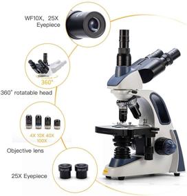 img 3 attached to Swift SW380T Trinocular Microscope - 40X-2500X Magnification, Siedentopf Head, Two-Layer Mechanical Stage, with 5.0 mp Camera and Software - Windows/Mac Compatible, Includes 100 PCS Blank Slides