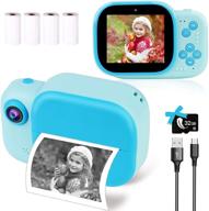 📸 enhanced kids selfie video cam: instant print camera with zero ink, dual lens, 4 rolls of print paper, 1000mah battery – ideal toy gift for boys and girls logo