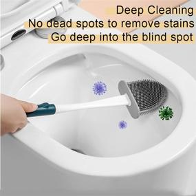 img 3 attached to 🚽 Toilet Cleaning Brush Set - Deep Cleaning Silicone Bowl Brush with Non-Slip Handle - Green