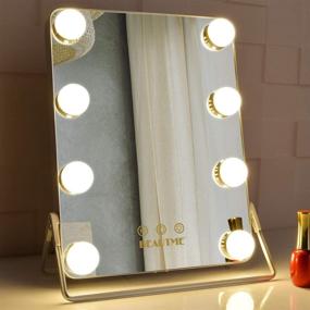 img 3 attached to 💄 BEAUTME Hollywood Makeup Vanity Mirror: Lighted Tabletop Cosmetic Mirror with 8 Dimmable Bulbs for Perfect Lighting Effects - Silver