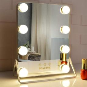 img 2 attached to 💄 BEAUTME Hollywood Makeup Vanity Mirror: Lighted Tabletop Cosmetic Mirror with 8 Dimmable Bulbs for Perfect Lighting Effects - Silver