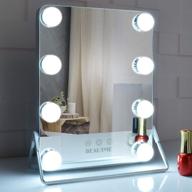 💄 beautme hollywood makeup vanity mirror: lighted tabletop cosmetic mirror with 8 dimmable bulbs for perfect lighting effects - silver логотип