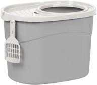 iris usa cat litter box - top entry design with scoop for easy cleaning logo